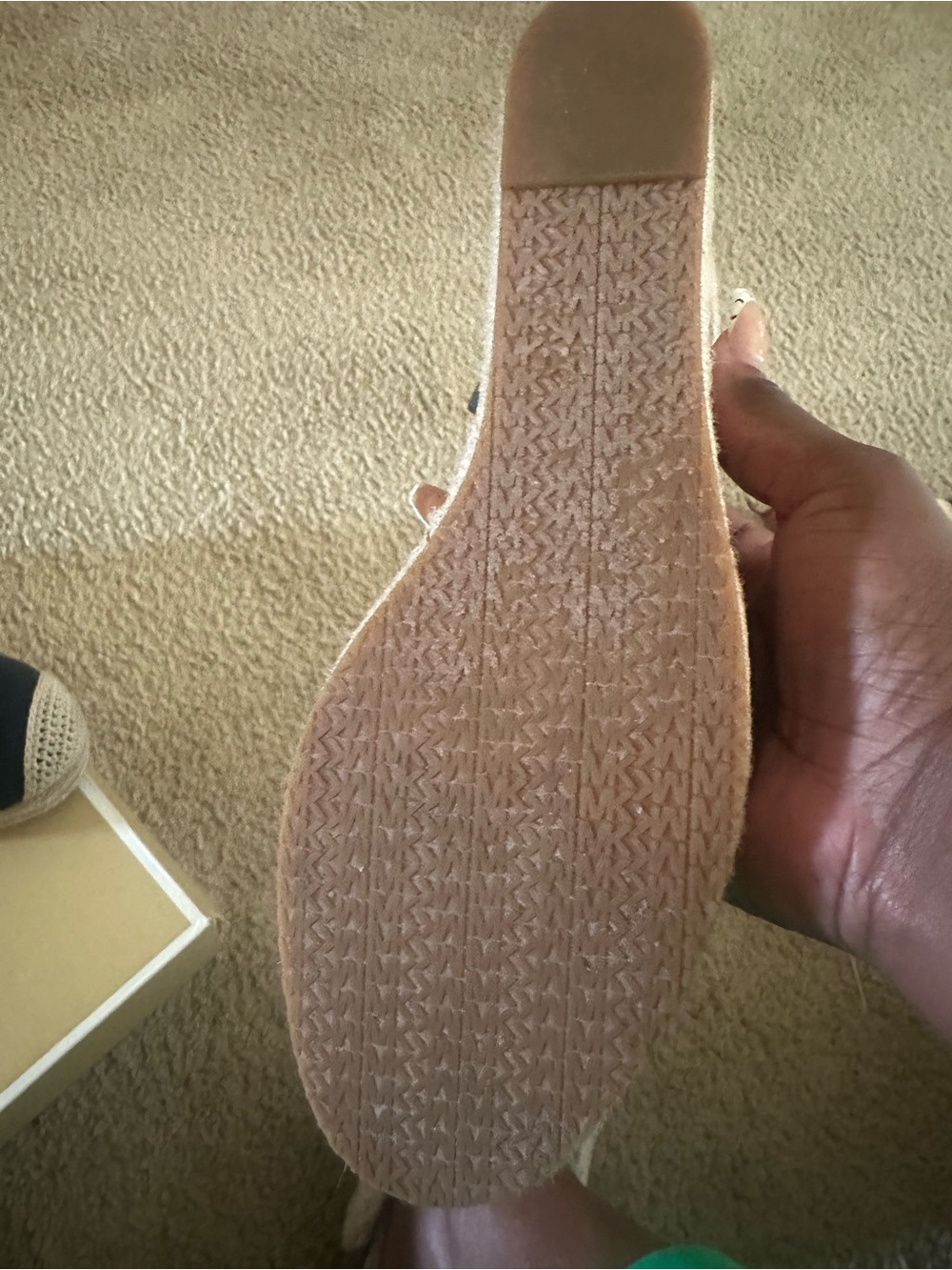 Michael Kors Navy and Cream Espadrille Wedge Sandals - Picture 4 of 7
